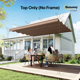 Outsunny Retractable Pergola Replacement Canopy, 3.5 x 2.6m Polyester Roof Cover for 4 x 3m Pergola Frame – Brown