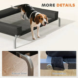 PawHut Elevated Dog Bed with Removable Bolsters – Raised Mesh Pet Cot for Medium Breeds, Indoor & Outdoor, Black