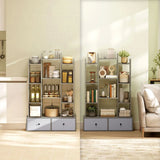 HOMCOM 12-Cube Storage Shelf Unit with 2 Removable Drawers – Bookcase for Living Room & Study, Graphite