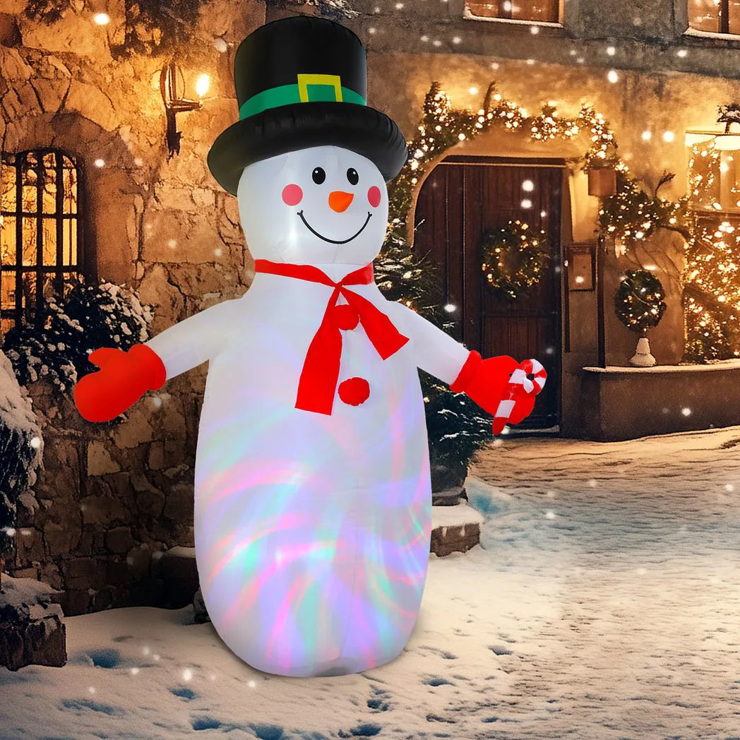 Outsunny 8ft Inflatable Christmas Snowman with Disco & LED Lights – Self-Inflating Outdoor Garden Decoration