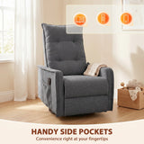 HOMCOM Chenille Recliner Armchair with Massage and Heat, 360° Swivel and Rocking – Manual Recliner, Dark Grey