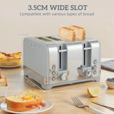 HOMCOM Textured Kettle and 4-Slice Toaster Set, 1.7L 3000W Rapid Boil Kettle – Kitchen Set, Grey