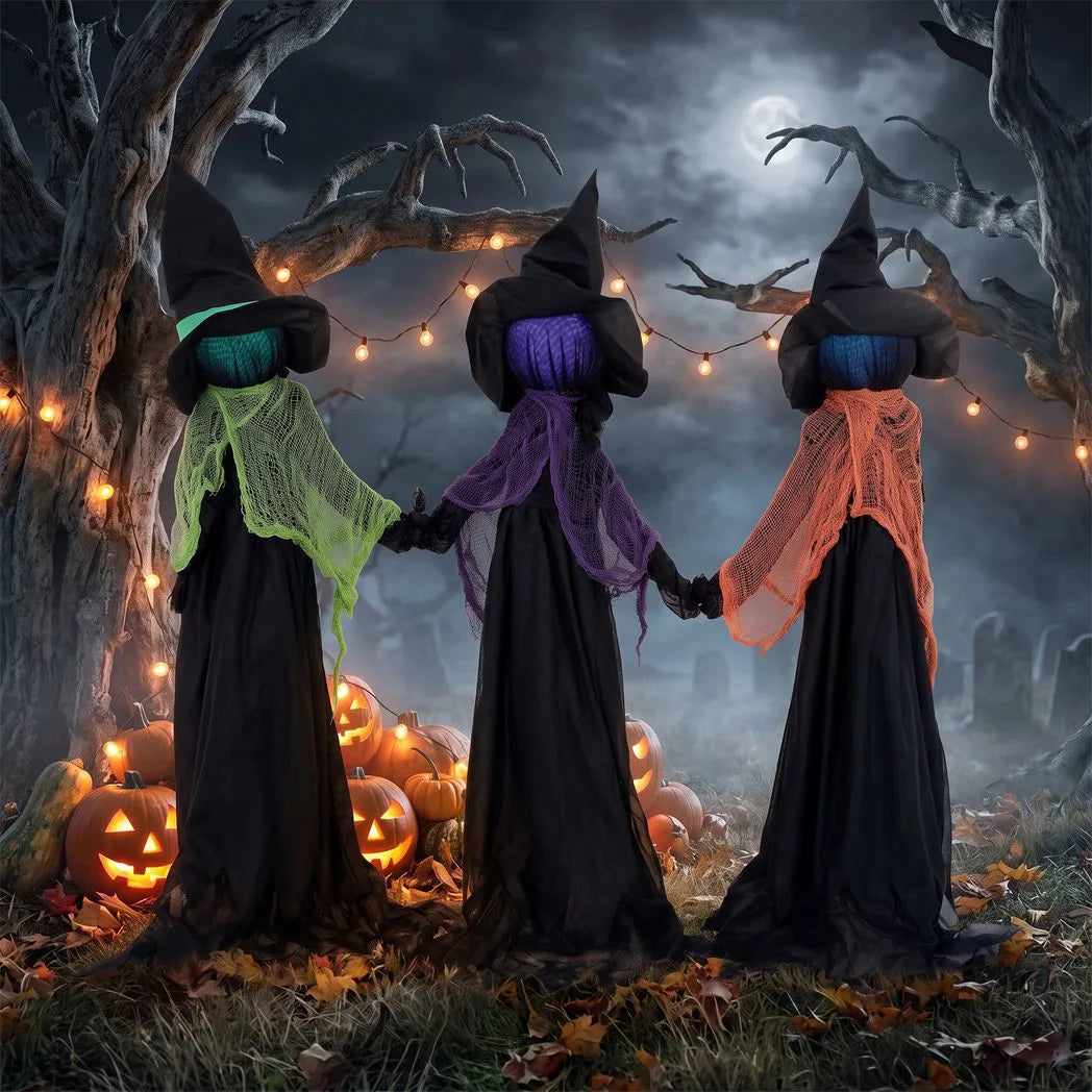 HOMCOM 120cm Witches Holding Hands Halloween Decorations Outdoor Indoor