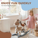 AIYAPLAY Baby Rocking Horse with Realistic Sounds & Bunny Toy – Plush Ride-On Animal Rocker for Ages 2-5, Brown