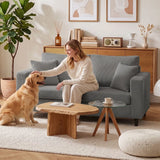 HOMCOM Corduroy 2-Seater Loveseat Sofa with Wide Seat, Spring Cushions and Rubberwood Legs, Light Grey