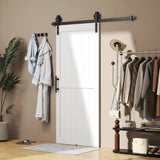 HOMCOM 183cm Sliding Barn Door Kit with Track, Rollers, Floor Guide and Handle – Space-Saving PVC-Coated Door, White