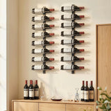 HOMCOM 8 Tier Wall Mounted Wine Rack – Metal Bottle Display and Storage Holder for Kitchen, Black