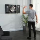 SPORTNOW Bristle Dartboard with Wooden Cabinet, 6 Steel Tip Darts & Two Scoreboards – Games Room Darts Set, Black