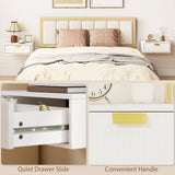 HOMCOM Floating Bedside Tables, Set of 2 Wall Mounted Nightstands with Wave Drawer, White