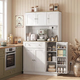 HOMCOM 173 cm Tall Kitchen Cupboard with Charging Station, Adjustable Shelves and 4 Door Racks – Pantry Storage Cabinet