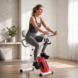 SPORTNOW 4-in-1 Folding Exercise Bike with Resistance Bands, Bluetooth & 8-Level Resistance – Home Cardio, Orange