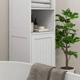 HOMCOM Slim Tall Bathroom Storage Cabinet with 3 Open Shelves and Adjustable Shelf – Space-Saving, White