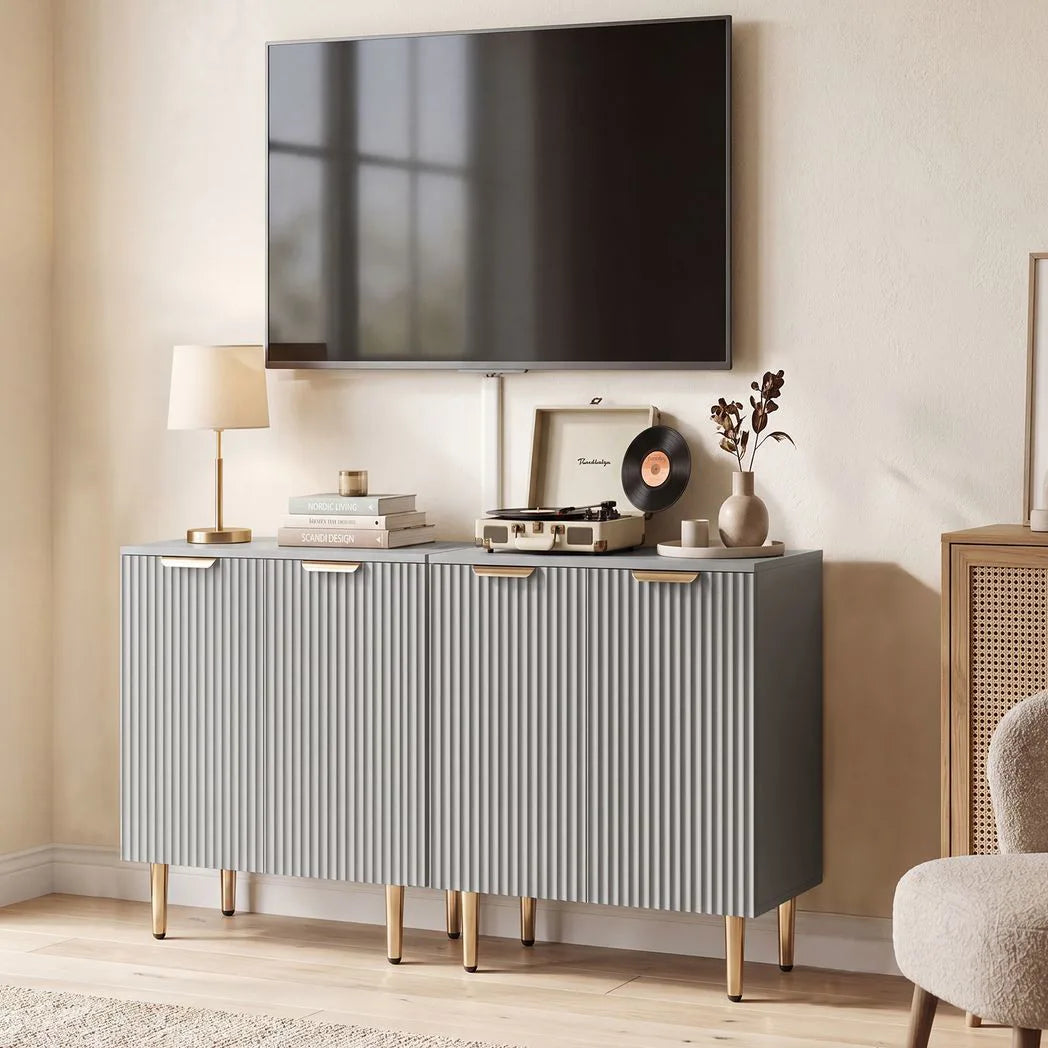 HOMCOM Sideboard Buffet Cabinet with Adjustable Shelf and Metal Legs – Modern Kitchen Storage Cupboard, Grey