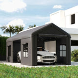 Outsunny Heavy Duty Carport 3 x 6 m – Portable Garage Canopy Tent with Galvanised Steel Frame, Doors & Windows, Dark Grey