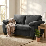 HOMCOM 2 Seater Sofa with Spring Cushion Seat, 156cm Chenille Loveseat – Compact Couch, Dark Grey