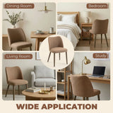 HOMCOM Set of 2 Linen-Look Dining Chairs with Padded Seat and Rubberwood Legs – Kitchen Seating, Brown