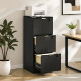 HOMCOM Filing Cabinet with 3 Lockable Drawers and Hanging Rails – Fluted Vertical A4 File Storage, Black