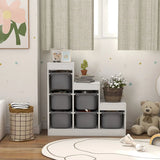 AIYAPLAY 3-Tier Kids Toy Storage Organiser with 6 Removable Bins – Grey, Ages 3-8