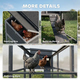 PawHut Large Chicken Coop with Covered Run, Nesting Box and Pull-Out Tray – Wooden Hen House, Asphalt Roof