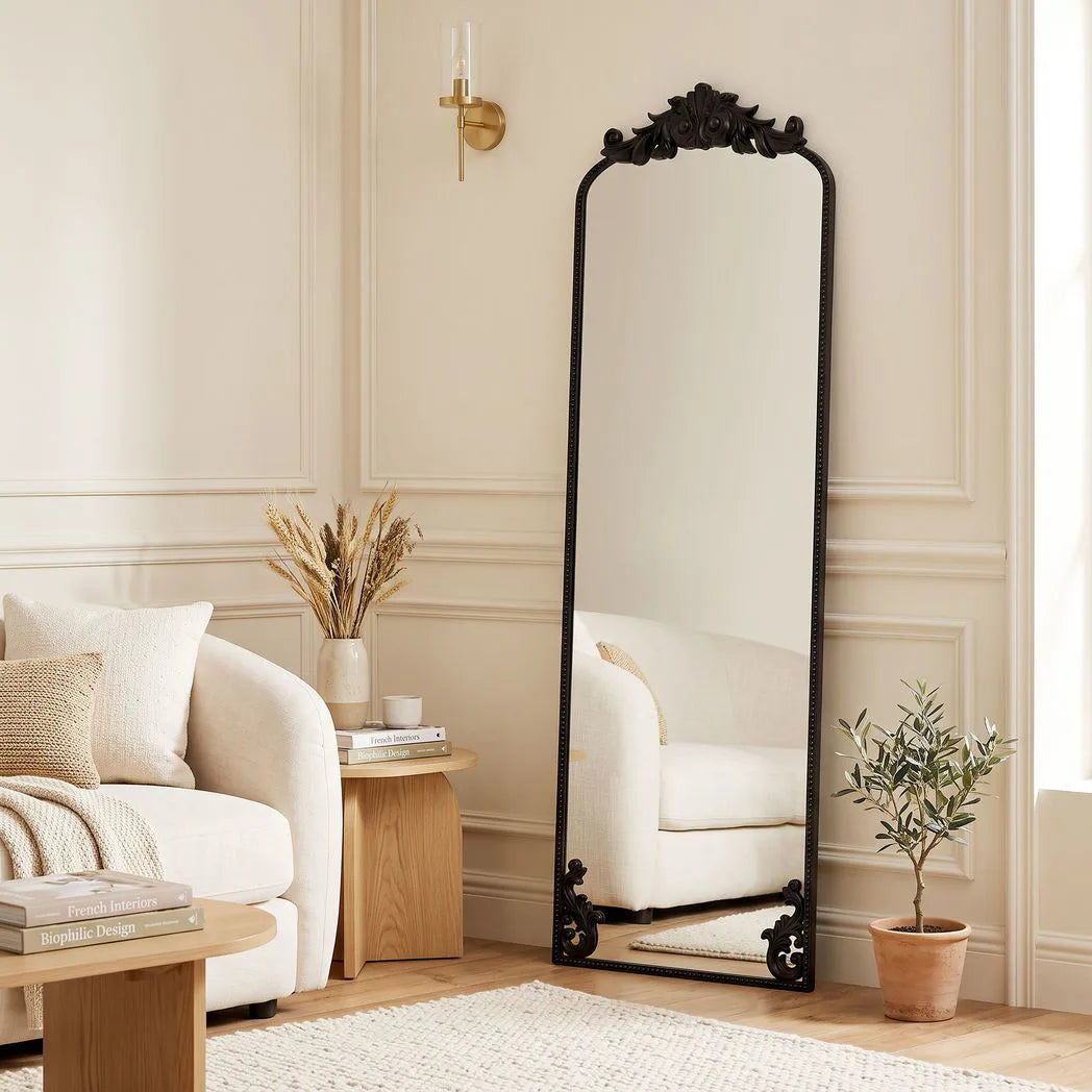 HOMCOM Floor Mirror, 50 x 160 cm Full Length Mirror with Baroque Metal Frame for Bedroom, Living Room