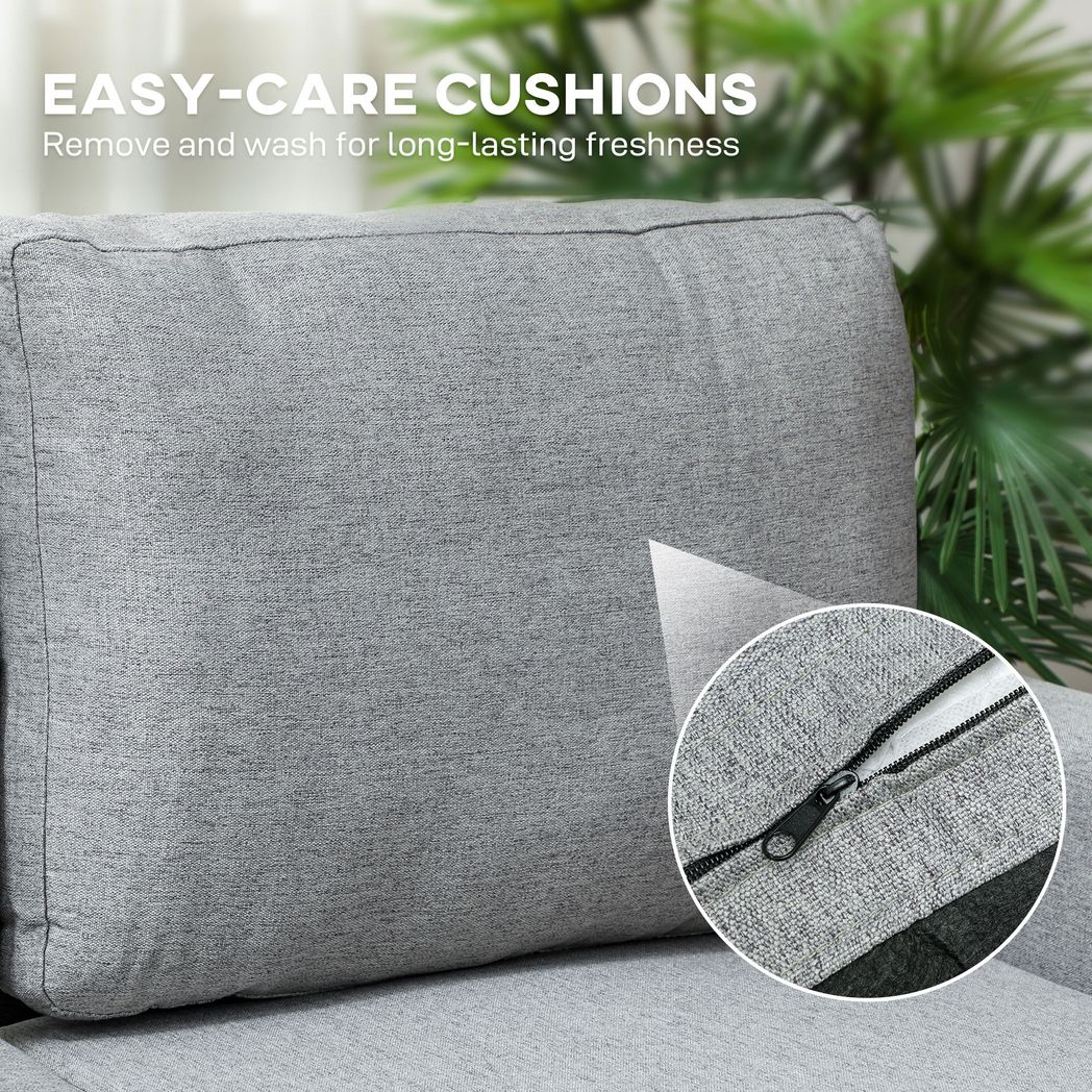 HOMCOM Three-Seater Storage Sofa Bed with Chaise & Linen-Look Upholstery – Fold-Out Sofa Bed, Grey