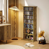 HOMCOM CD and DVD Storage Tower with 6 Adjustable Shelves, Holds 360 CDs – Rustic Brown