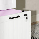 HOMCOM 3 Drawer Filing Cabinet with Lock – Office Storage with Adjustable Hanging Bars for A4 & Letter Files, White