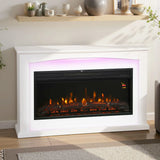 HOMCOM 2000W Electric Fireplace with Faux Flame, Thermostat and Remote – 5118 BTU Heater, White