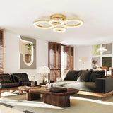 HOMCOM 4-Ring LED Flush Mount Ceiling Light with 3 Colour Temperatures – Modern Lighting, Gold Tone