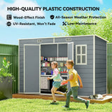 Outsunny 10 x 4ft Resin Garden Shed with Floor, Windows & Lockable Double Doors – Outdoor Storage, Grey
