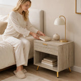 HOMCOM Bedside Table with Drawer and Open Compartment – Bedroom Nightstand, Natural Wood Finish