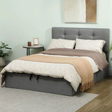 HOMCOM 5ft King Size Ottoman Bed with Gas Lift Storage and Tufted Headboard – Bedroom Frame, Grey