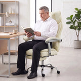 HOMCOM Executive Big and Tall Office Chair, 180kg Capacity, Reclining PU Leather with Footrest, Beige