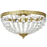 HOMCOM 2-Light Crystal Chandelier Flush Mount Ceiling Light with 168 Octagonal Beads – Vintage, Gold Tone