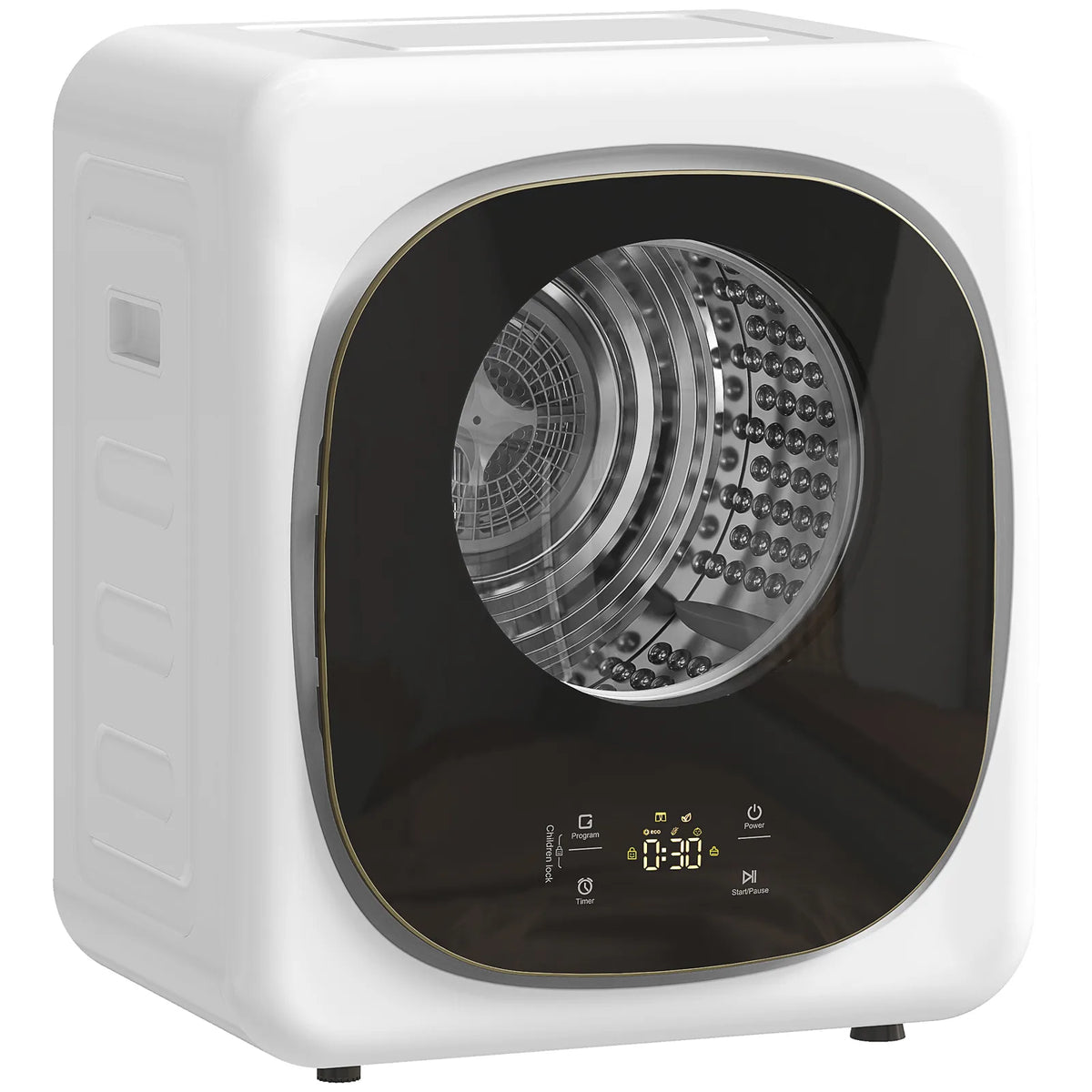 HOMCOM 4kg Vented Tumble Dryer, 800W Compact Freestanding Dryer with 5 Drying Modes and Touch Controls, White