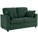 HOMCOM 2 Seater Corduroy Sofa with Pocket Spring Cushion – Compact Loveseat, Dark Green