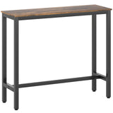 HOMCOM Rectangular Bar Table with Wood-Effect Top and Steel Frame – Pub, Kitchen Breakfast Table, Rustic Brown