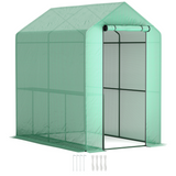 Outsunny Walk-In Greenhouse with 4 Shelves, UV-Resistant PE Cover & Zipped Door, 120 x 186 x 190cm, Green