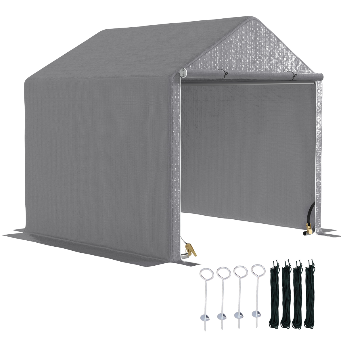 Outsunny Temporary Garden Shed Tent with Galvanised Steel Frame & PE Cover – Bike & Tool Storage, Grey