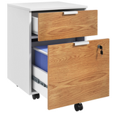 HOMCOM 2 Drawer Lockable Filing Cabinet with Adjustable Bar for A4 & Letter Files – Mobile Under-Desk Storage