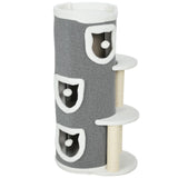 PawHut 101cm Cat Tree with Sisal Scratching Posts, 3 Barrel Condos – Indoor Cat Tower for Rest and Play