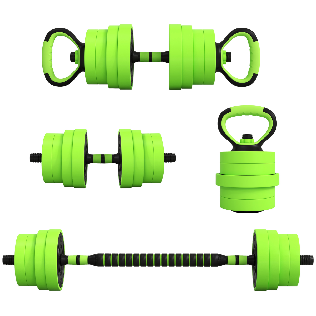 SPORTNOW 30kg 4-in-1 Adjustable Weight Set – Dumbbells, Barbell, Kettlebell & Push Up Stands for Home Gym