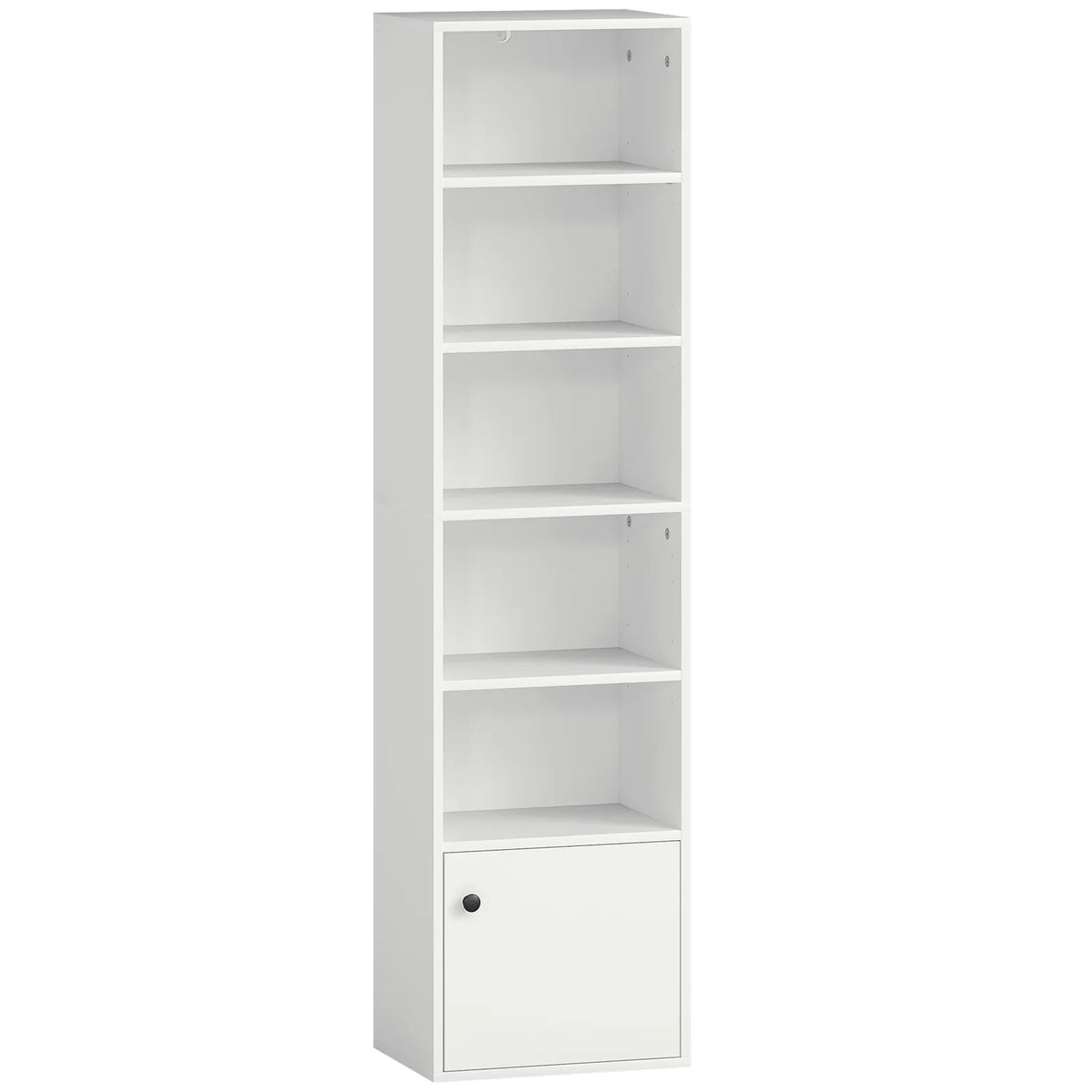 HOMCOM 6-Tier 156cm Tall Bookcase with Cupboard and Adjustable Shelves, Anti-Tipping Kit – White