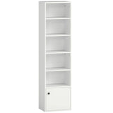 HOMCOM 6-Tier 156cm Tall Bookcase with Cupboard and Adjustable Shelves, Anti-Tipping Kit – White