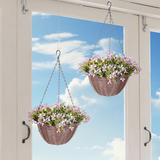 Artificial Hanging Basket with Purple Flowers & Lush Foliage – Maintenance-Free Home & Office Decor