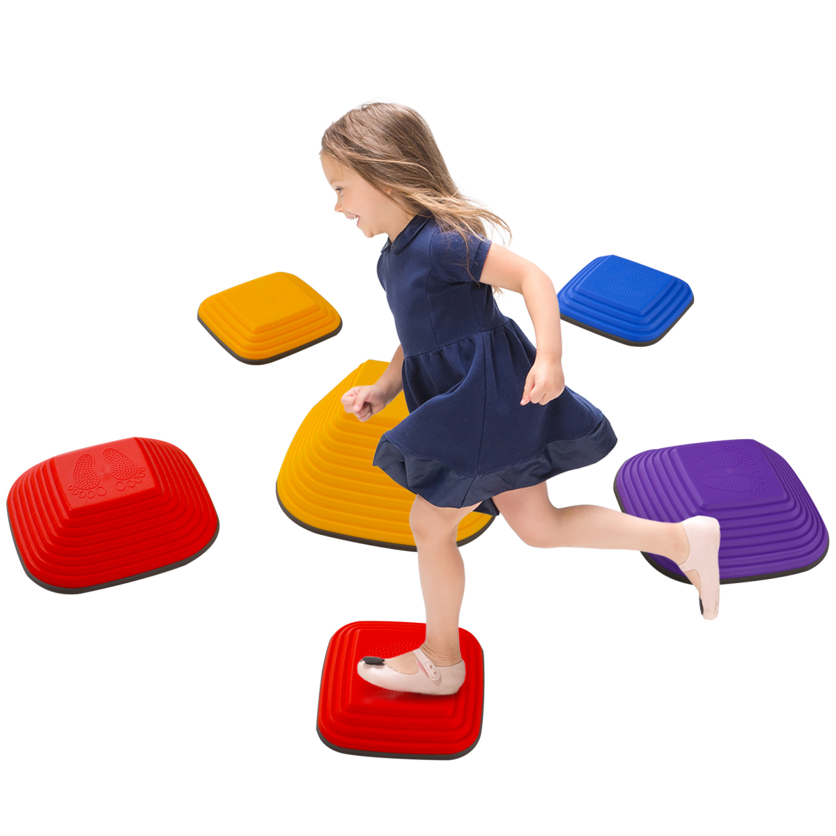AIYAPLAY 6 Piece Balance Stepping Stones for Kids – Indoor Outdoor Sensory Play Toy Gift, Multi-coloured