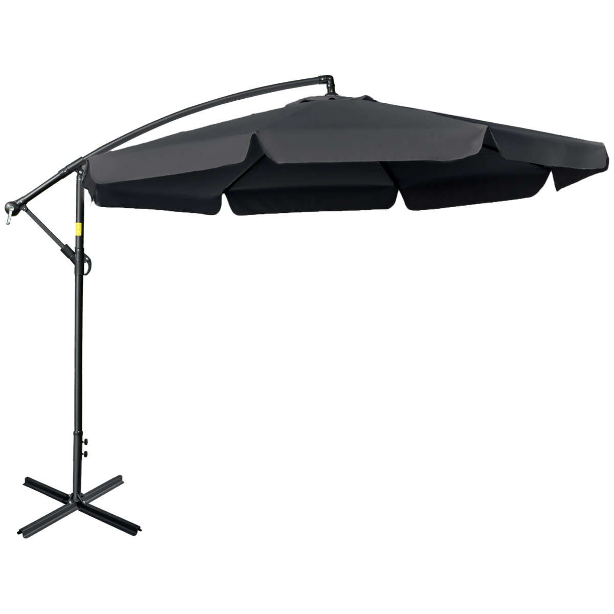Outsunny 2.7m Cantilever Banana Parasol with Crank Handle & Cross Base – Garden Sun Shade, Black