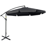 Outsunny 2.7m Cantilever Banana Parasol with Crank Handle & Cross Base – Garden Sun Shade, Black