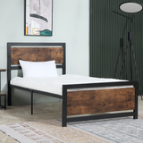 HOMCOM single metal bed frame with headboard