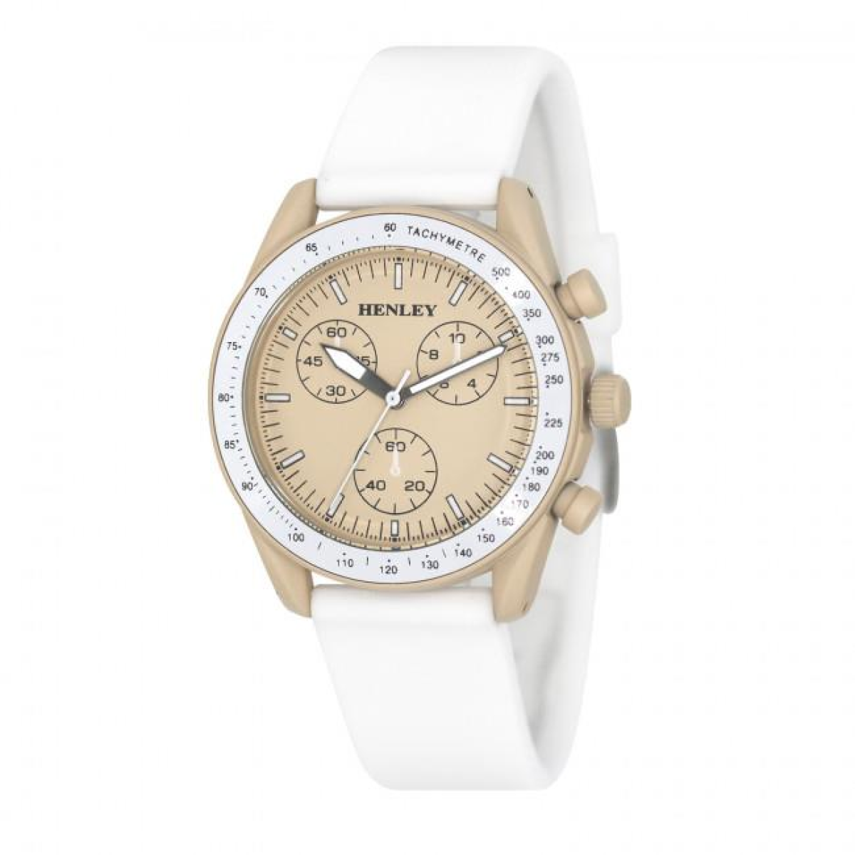Henley Ladies Pastel Silicone Sports Watch, White/Stone